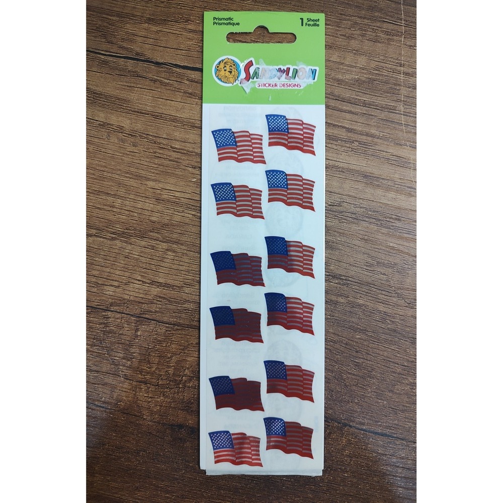 Vintage Sandylion Sticker Sheet American Flag Patriot New Sealed Y2K